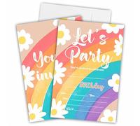 Ketsord Rainbow Daisy Birthday Invitations, Party Invites For Kids, Teens,Adults, Birthday Celebration, Party Supplies & Decorations (20 Cards & Envelopes) - A08