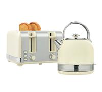 Kettle and 4-Slice Toaster Set Cream Stainless Steel 1.7L 3000W 24.2x19.3x26.8cm