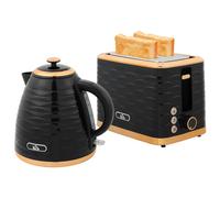 (Black) HOMCOM Kettle and Toaster Set 1.7L Rapid Boil Kettle & 2 Slice Toaster