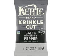 Kettle Brand Potato Chips, Krinkle Cut, Salt & Fresh Ground Pepper Kettle Chips, 7.5 Oz