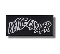 Kettle Cadaver Black Rectangular Horror Floral Thread Iron-On Fabric Patch
