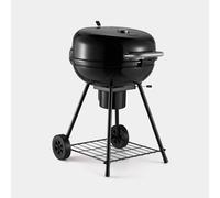 VonHaus Charcoal BBQ 22.5" - Portable Kettle Barbecue with Warming Rack, Temperature Gauge, Storage Shelf, Wheels, Lockable Lid, Removable Ash Cup, Large Cooking Grill - Grill Meat, Fish & Vegetables