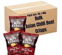 Kettle Chips Krinkle Ribeye Steak & Peppercorn Variety Box 36 x 40g | Hand Cooked Crisps Bulk Buy for Picnics, Camping & Movie Nights