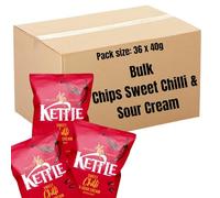 Kettle Chips Sweet Chilli & Sour Cream Variety Box 36 x 40g | Hand Cooked Crisps Bulk Buy for Picnics, Camping, Office & Movie Nights