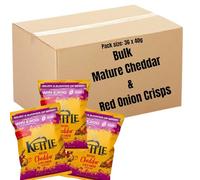 Kettle Chips Variety Box 40g - Bulk Buy Crips Perfect for Picnics, Camping, Xmas Movie Nights (Kettle Mature Cheddar & Red Onion (36))