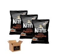 Kettle Chips Variety Flavoured Potato Crisps Snacks - Hand Cooked Thick Cut Crispy | Sea Salt, Balsamic Vinegar & more - Crunchy Vegetarian (Pack 3, Sea Salt & Crushed Black Peppercorns 130g)