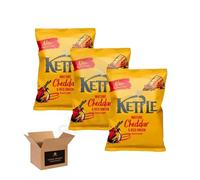 Kettle Chips Variety Flavoured Potato Crisps Snacks - Hand Cooked Thick Cut Crispy | Sea Salt, Balsamic Vinegar & more - Crunchy Vegetarian (Pack 3, Mature Cheddar & Red Onion 130g)