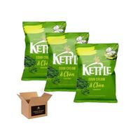 Kettle Chips Variety Flavoured Potato Crisps Snacks - Hand Cooked Thick Cut Crispy | Sea Salt, Balsamic Vinegar & more - Crunchy Vegetarian (Pack 3, Sour Cream & Chive 130g)