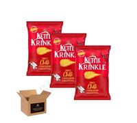 Kettle Chips Variety Flavoured Potato Crisps Snacks - Hand Cooked Thick Cut Crispy | Sea Salt, Balsamic Vinegar & more - Crunchy Vegetarian (Pack 3, Krinkle Sweet Chilli & Sour Cream 130g)