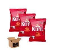 Kettle Chips Variety Flavoured Potato Crisps Snacks - Hand Cooked Thick Cut Crispy | Sea Salt, Balsamic Vinegar & more - Crunchy Vegetarian (Pack 3, Sweet Chilli & Sour Cream 130g)