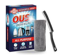 Kettle Descaler & Limescale Remover Kit - Powerful All Purpose Descaler Sachets(x3) with Microfibre Cloth & Gap Cleaning Brush for Coffee Machines, Irons, Shower Heads Deep Cleaning & Rust Removal