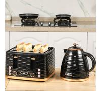 Kettle & Four Slice Toaster Set Black