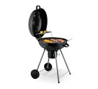 Kettle Grill BBQ Charcoal Smoker Barbecue Cart Wheels Thermometer 53cm Black