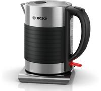 Bosch Silicone TWK7S03GB Electric Cordless Kettle with 1.7L Capacity and Fast Boil, Removable Limescale Filter, Stainless Steel/Black