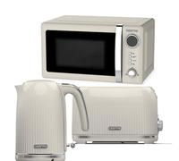 Kettle Toaster Microwave Set Geepas Cream Fluted 1.7L 2 Slice Stylish Kitchen