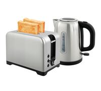 Kettle & Toaster Set 1.7L 3000W Black Silver Tone Stainless Steel PP RapidLED7Lv