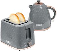 HOMCOM Kettle and Toaster Set 1.7L Rapid Boil Kettle & 4 Slice Toaster Red