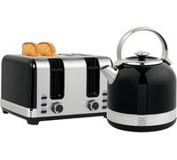 Homcom 1.7L 3000W Fast Boil Electric Kettle And 4 Slice Toaster Set In Black Black