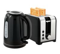 Kettle & Toaster Set Black 1.7L Stainless Steel LED 3000W Compact Countertop Pro