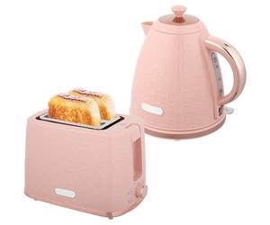 Kettle & Toaster Set Pink 1.7L Stainless Steel & PP 24.2x19.5x23.4cm Honeycombs