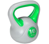 Kettlebell 16kg Green/Grey PU Sand Coated 26x18x32cm Wide Handle Flat Base Fit+
