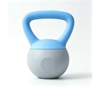 Kettlebell 4 kg with Soft Body and Non-Slip Ergonomic Handle, Flat Base for Upright Storage, Builds Muscle and Improves Cardio, Light Blue and Grey.