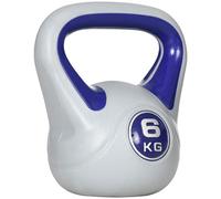 Kettlebell 6kg PU Sand Purple/Grey 20x13x22cm Smooth Handle Flat Base Non-Slip