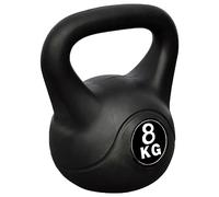 Kettlebell 8kg Black Concrete Plastic-Coated 20x20x27cm Gym Weight Pro Training