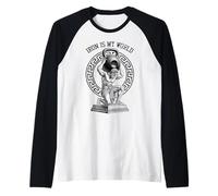 Kettlebell Greek God Gym Iron My World Funny Workout Muscle Raglan Baseball Tee