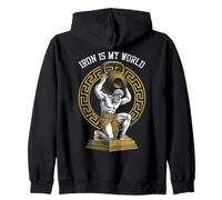 Kettlebell Greek God Gym Iron My World Funny Workout Muscle Zip Hoodie