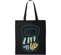 Kettlebell Lift Me Up Work Out Graphic Natural Ecological Cotton Tote Bag Black
