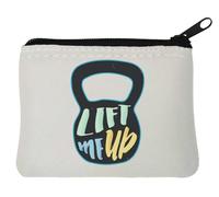 Kettlebell Lift Me Up Work Out Graphic Neoprene Coin Purse Pouch 10x11cm White
