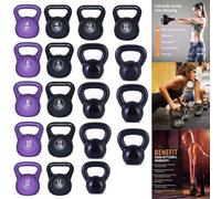 Kettlebell Weight Set - Vinyl & Cast Iron Kettlebells - 4kg to 20kg - Gym Fitness Workout Equipment for Strength Training (Vinyl Black, 20 KG)