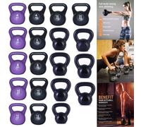 Kettlebell Weight Set - Vinyl & Cast Iron Kettlebells - 4kg to 20kg - Gym Fitness Workout Equipment for Strength Training (Cast Iron, 8 KG)