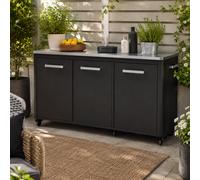 Kettler Cozze Outdoor Kitchen 180Cm 3 Door With Wheels, Black