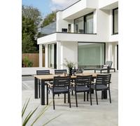 Kettler Elba Dining Set 6 Seater Grey 6 X Chairs And 1 X Table 220 X 100Cm Teak Top