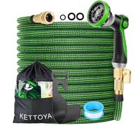 KETTOYA 150FT Expandable Garden Hose, Flexible Water Hose with 10-Pattern Spray Nozzle, Leak-Proof Retractable Heavy Duty Hose Pipe, 4-Layer Latex Core, Durable 3750D, Male Valve Connector, Kink-Free