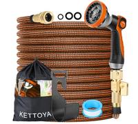 KETTOYA 150FT Expandable Garden Hose, Hose Pipe with 10-Pattern Spray Nozzle, 2-in-1 Valve Quick Connector, Flexible Heavy Duty Water Hose, Durable 3750D, 4-Layer Latex Core, Leak-Proof, Kink-Free