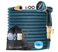 KETTOYA 200FT Expandable Garden Hose, Flexible Water Hose with 10-Pattern Spray Nozzle, Leak-Proof Retractable Heavy Duty Hose Pipe, 4-Layer Latex Core, Durable 3750D, Brass Alloy Connector, Kink-Free
