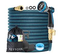 KETTOYA 200FT Expandable Garden Hose, Flexible Water Hose with 10-Pattern Spray Nozzle, Leak-Proof Retractable Heavy Duty Hose Pipe, 4-Layer Latex Core, Durable 3750D, Male Valve Connector, Kink-Free