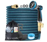 KETTOYA 200FT Expandable Garden Hose, Flexible Water Hose with 10-Pattern Spray Nozzle, Leak-Proof Retractable Heavy Duty Hose Pipe, 4-Layer Latex