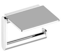 KEUCO Plan Toilet Paper Holder with Shelf, Open Shape, Chrome-Plated Metal, Made in Germany, Swivelling, Includes Screws and Dowels, Toilet Paper Holder for Drilling