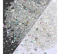 KEUGT 4200 Pcs Colored Rhinestones - Acrylic Diamonds - Dining Table Crystals - Clear Gemstones - Wedding Confetti - For Decorating Wedding Party, Dining Table, Vase Filler (AB color)