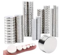 Keukenket 255PCS Small Strong Neodymium Disc Magnets, 7 Different Sizes, Silver Round Refrigerator Magnets for Crafts, Whiteboard, Kitchen, Office, Miniatures School