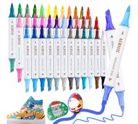 Keukenket 72 Colours Acrylic Pen Set, 36 Pieces Dual Brush Tip Acrylic Marker for Stone, Waterproof, Marker Pens for Fabric, Canvas, Glass, DIY Crafts, Wood and Paper