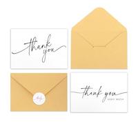 KEUKORZ 10Pcs Thank you Card with Envelops and Stickers - Thank You Greeting Cards in 2 Sipmle Designs for Business Weddings, Birthdays, Anniversary Notes, Appreciation(9 x 12.7 cm)