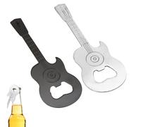 KEUKORZ 2Pcs Guitar Shaped Bottle Openers, Black and Silver Metal Beer Bottle Opener Set for Music Lovers - Stick to Refrigerator for Easy Grip Storage with Magnet for Home, Bar & Party Kitchen Use