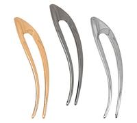 KEUKORZ 3 PCS U Shaped French Hair Pins Set - Gold, Silver and Black Metal Acetate Hair Clips Forks Accessories for Women’s Thick Hair- Easy Updo Styling, Lightweight Durable