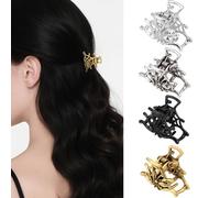 KEUKORZ 4Pcs Halloween Spider Web Metal Small Hair Claw Clips for Women - Halloween Costumes Hair Accessories Mini Claw Clips for Party Decoration Dress(4 Colors)