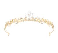 KEUKORZ Gold Princess Tiara for Women - Diamond Crown for Wedding Women- Fashion Shinning Rhinestone Headband Hairband Accessory for Queen Bride Bridal Wedding Party Prom Decoration (1pc, Gold)